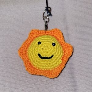 Cheerful Sun Crochet Keychain for Kids